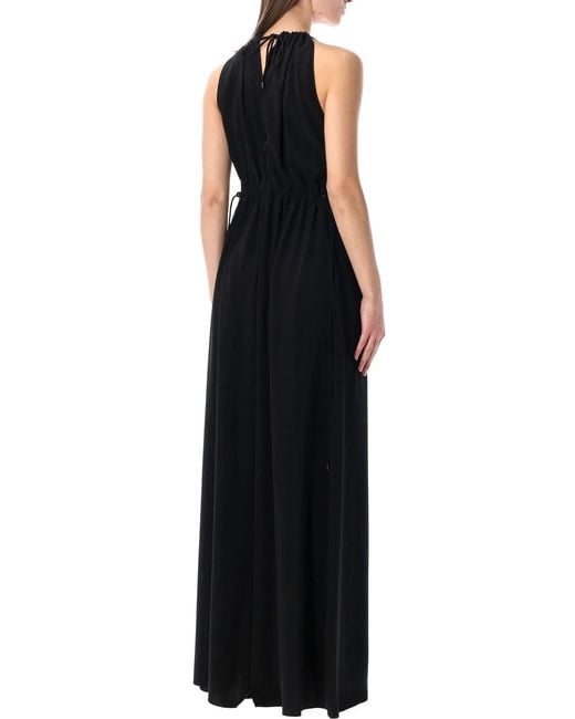 Max Mara Black Alamaro Fluid Satin Sleeveless Jumpsuit