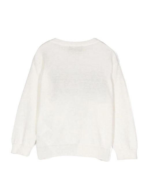 Moschino White "Teddy Bears" Crew Neck Pullover