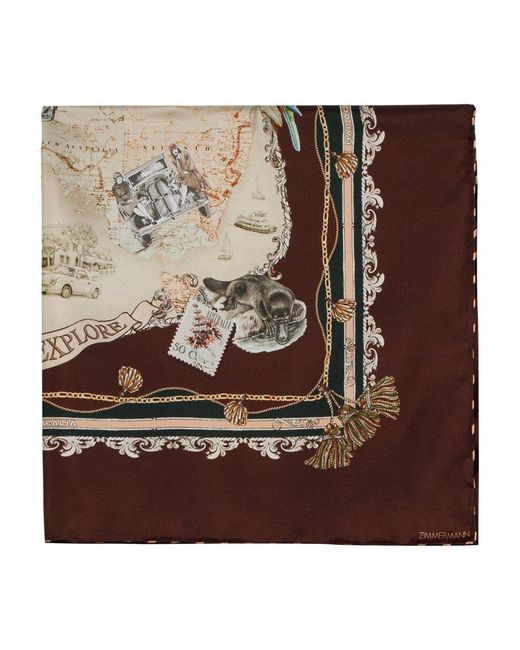 Zimmermann Brown Printed Square 70 Scarf