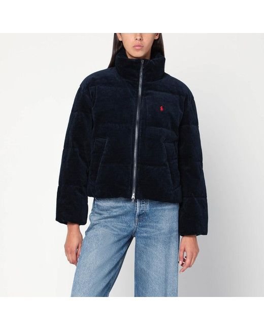 Polo Ralph Lauren Blue Corduroy Puffer Jacket
