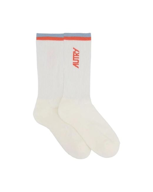 Autry White Cotton Blend Socks for men
