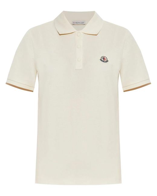 Moncler White Short-Sleeve Polo Shirt