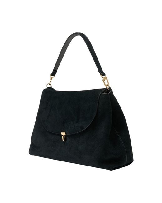 Totême Black "T-Lock Suede" Satchel Bag