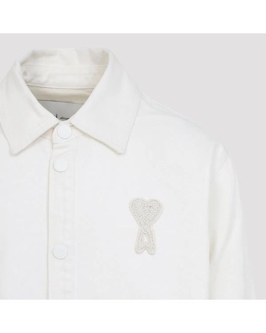 AMI White Overshirt With Knitted for men