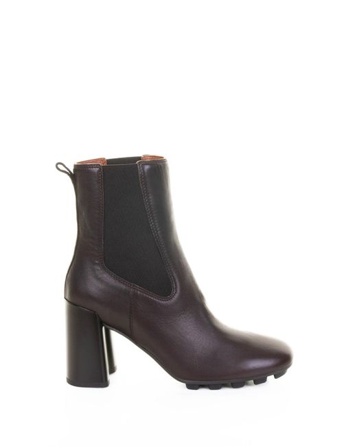 Hogan Gray Dark Leather Ankle Boot