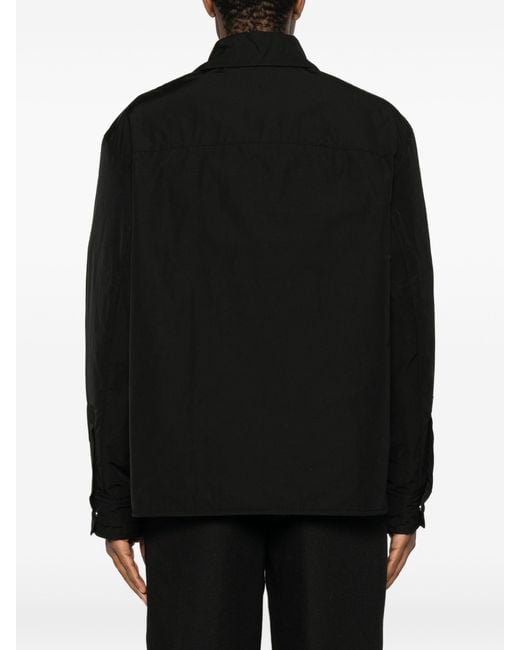 AMI Black Polyester Cotton Padded Overshirt for men