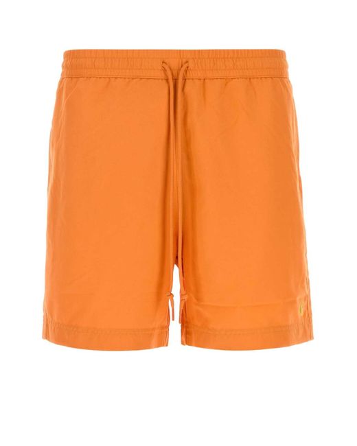 Carhartt Orange Polyester Chase Swim Trunks