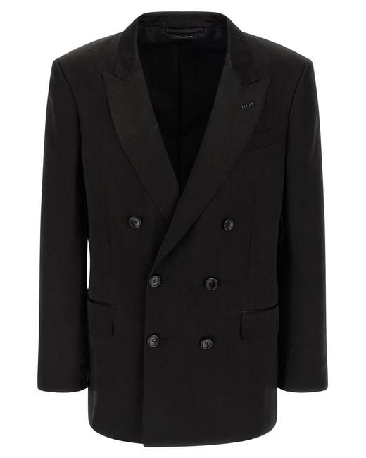 Tom Ford Black Tone-On-Tone Polka Dot Blazer for men