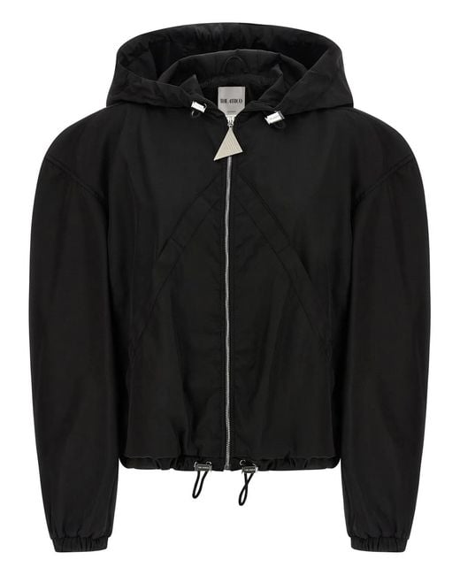 The Attico Black Maxi Hood Bomber Jacket