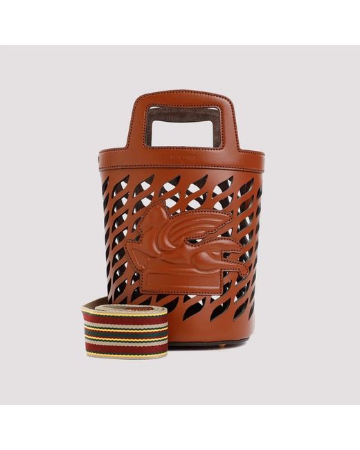 Etro Brown Leather Coffa Bucket Bag