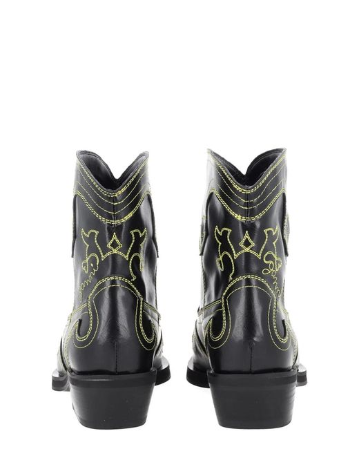 Ganni Black Polyurethane Boots