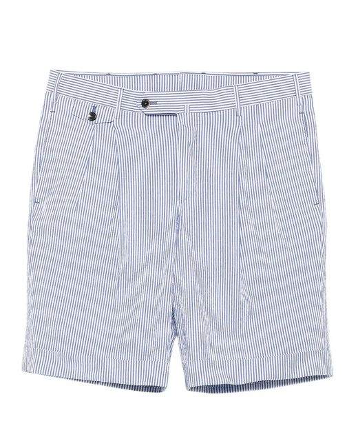 PT01 Blue Striped Seersucker Cotton Shorts for men