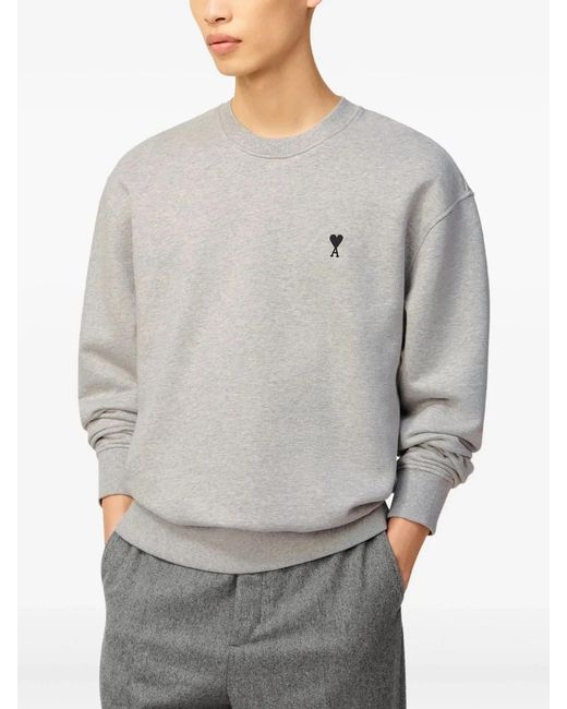 AMI Gray Cotton Ami De Coeur Sweatshirt for men