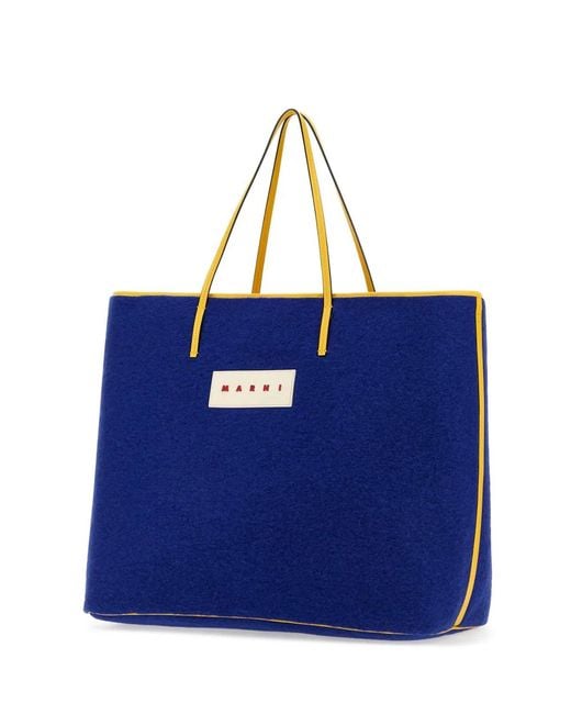 Marni Blue Felt Medium Janus Shopping Bag for men