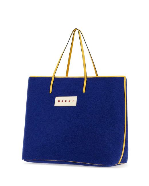 Marni Blue Felt Medium Janus Shopping Bag for men
