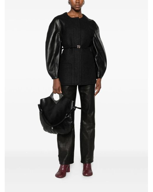 Fendi Black Wool Midi Coat