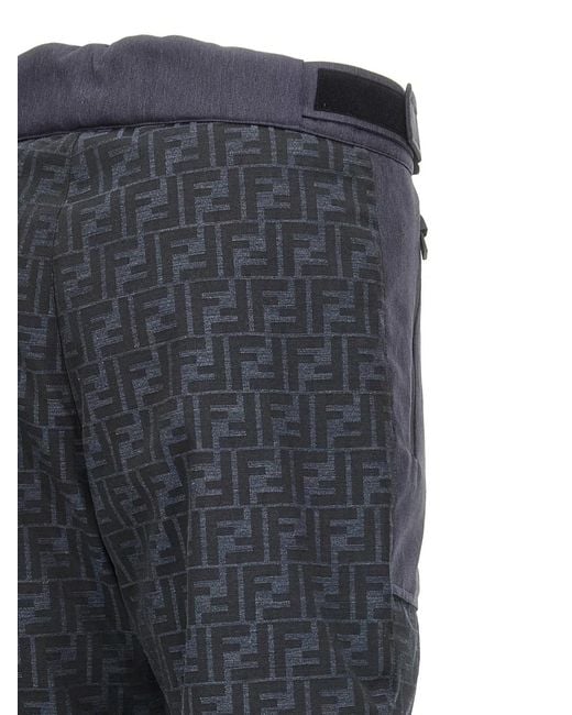 Fendi Blue 'Ff' Ski Pants for men