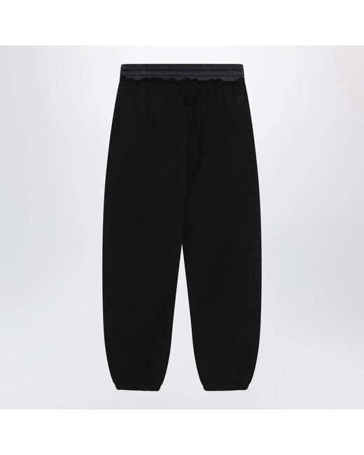 Moncler Black Cotton Jogger Pants With Logo