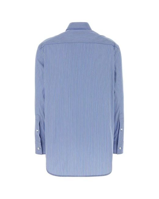 Balenciaga Blue Embroidered Poplin Shirt