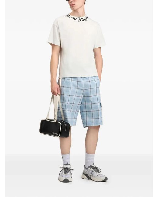 Palm Angels White Neck Logo Regular Tee for men