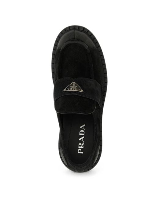 Prada Black Flat Shoes, 100% Vitello for men