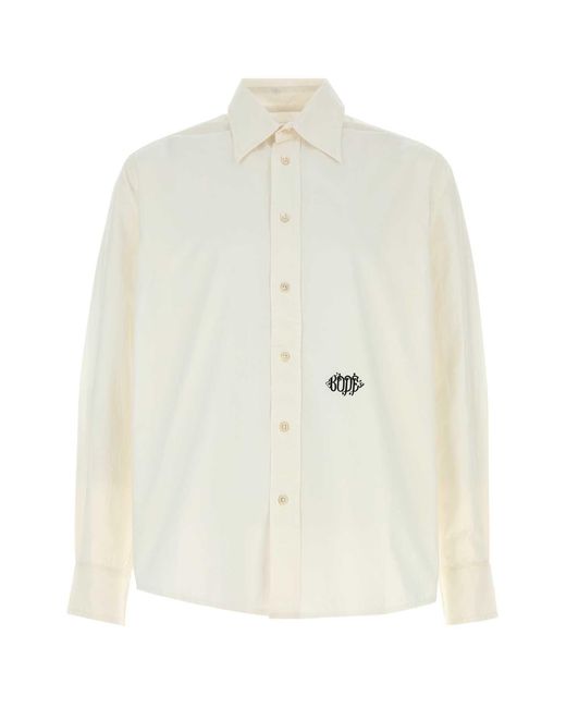 Bode White Poplin Monogrammed Shirt for men
