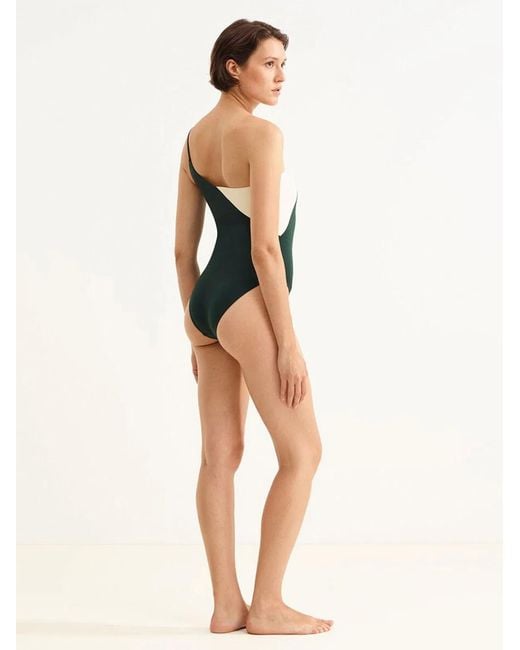 Eres Green Tandem Two-Tone One-Shoulder Swimsuit