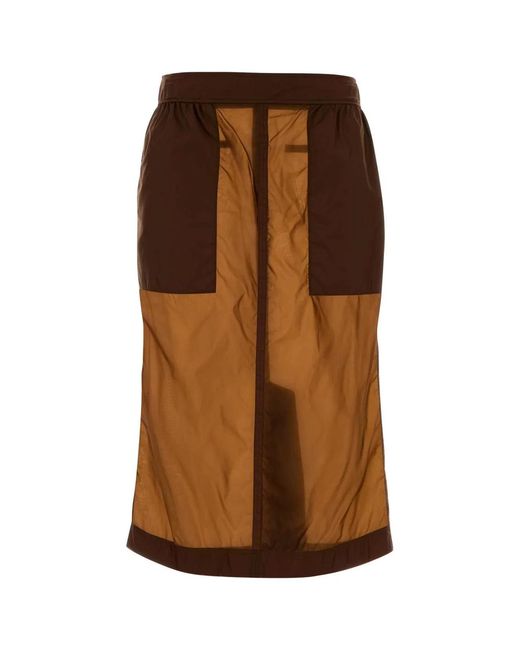 Saint Laurent Brown Chocolate Nylon Skirt