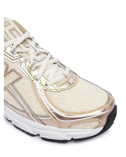 New Balance White Synthetic Mesh Sneakers