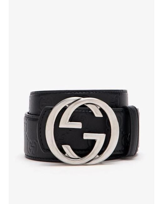 Gucci Black Reversible Leather Belt With Gg Buckle for men