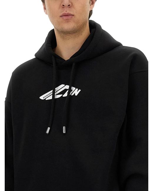 DSquared² Black Sweatshirt With Logo Print for men