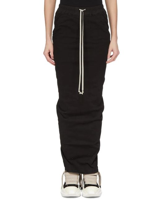 Rick Owens Black Pull On Pillar Skirt