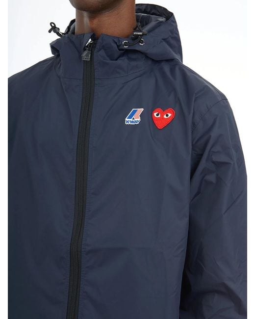 COMME DES GARÇONS PLAY Blue Cdg X K-Way Hooded Jacket for men