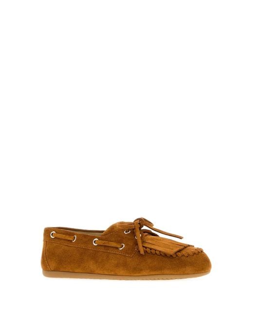 Miu Miu Brown Caramel Suede Loafers