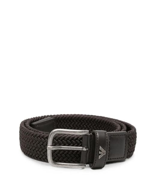 Emporio Armani Black Leather Belt for men