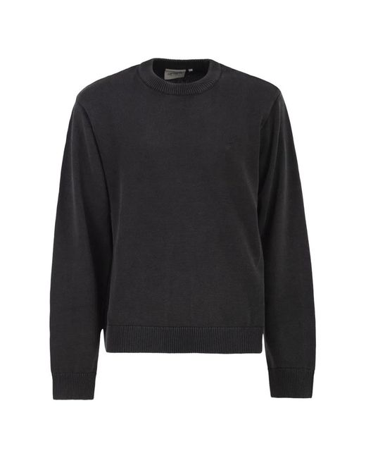Carhartt Black Cotton Crew Neck Jumper With Embroidered Logo