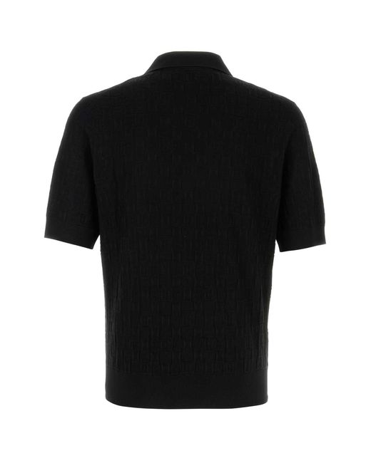 Dolce & Gabbana Black Stretch Silk Blend Polo Shirt for men