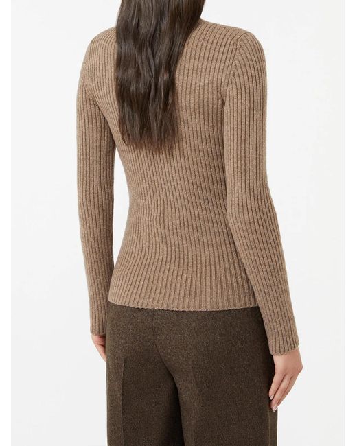 Max Mara Brown Wool Cashmere Turtle Neck