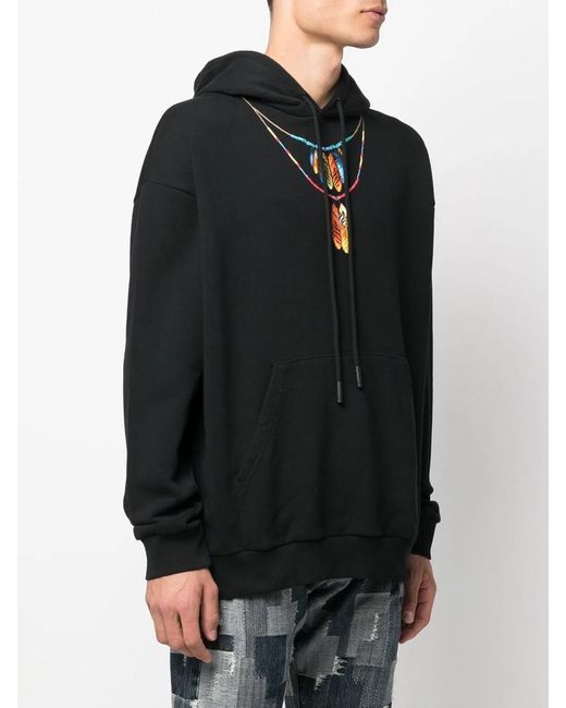 Marcelo Burlon Black Graphic-print Pullover Hoodie for men