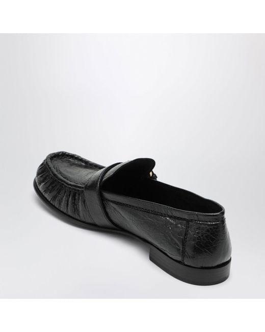 Miu Miu Black Leather Loafers With Crinkled Vintageeffect Finish
