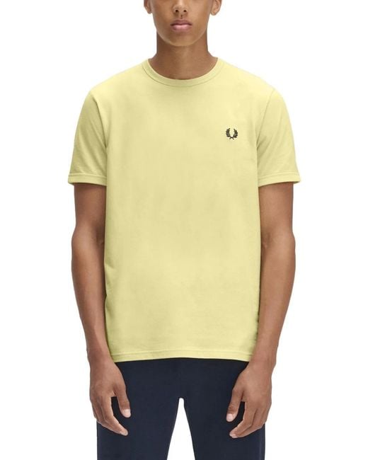 Fred Perry Yellow T-Shirt Ringer for men