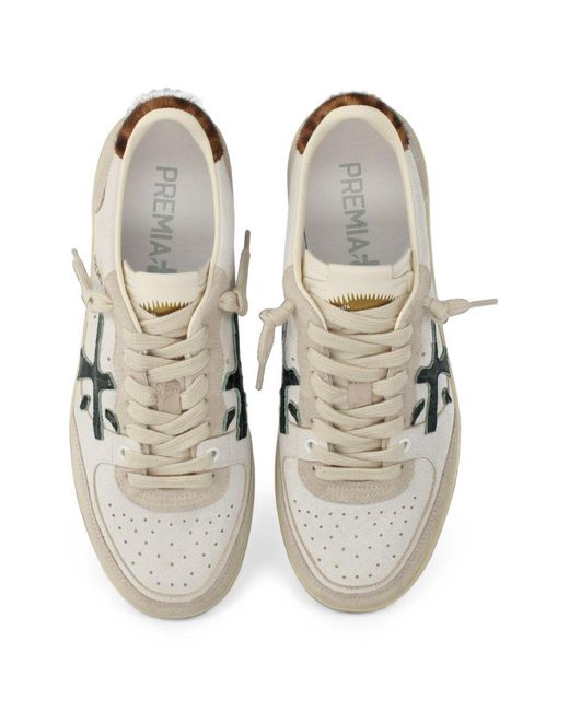 Premiata White Rubber Fabric Shoes