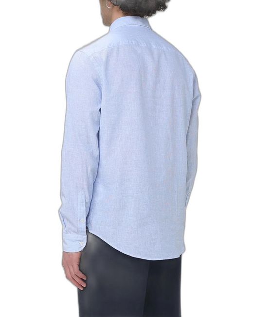 Emporio Armani Blue Linen Cotton Shirt for men