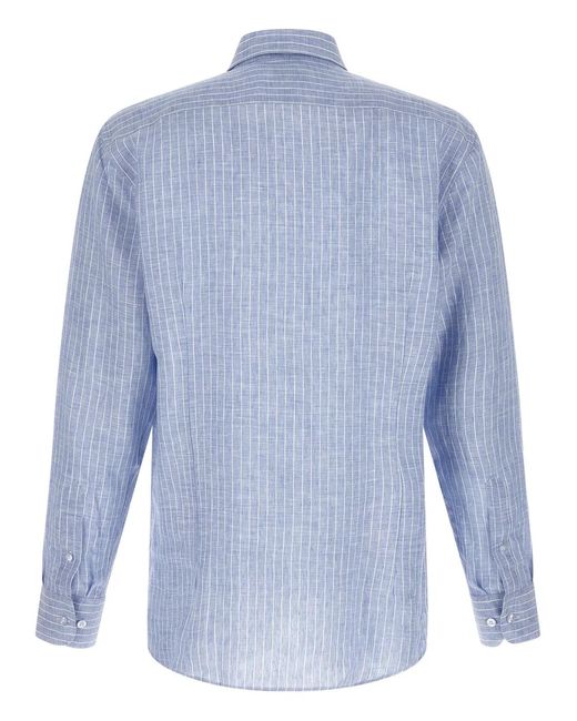 Etro Blue Striped Linen Shirt for men