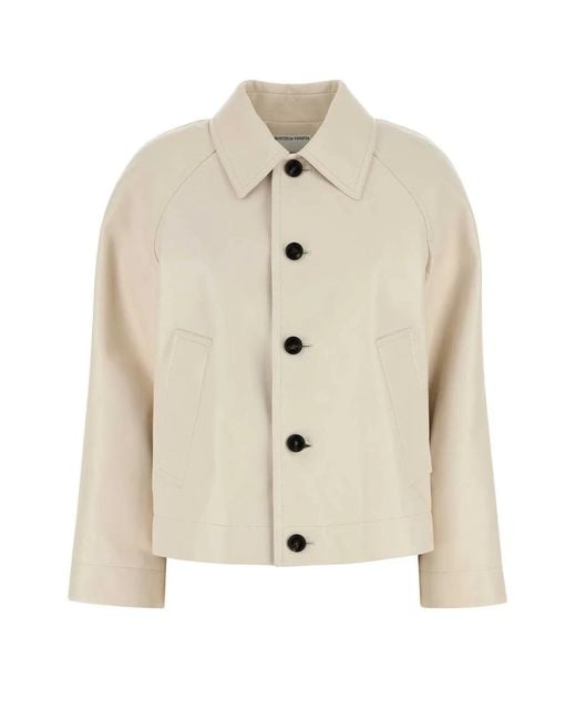 Bottega Veneta Natural Ivory Leather Jacket