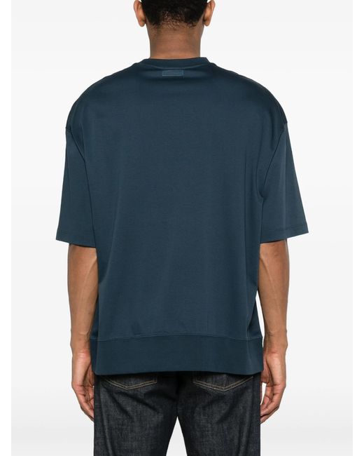 Calvin Klein Blue Mercerized Interlock Cuff Crew for men