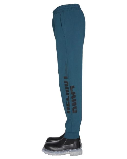 Helmut Lang Blue Jogging Pants With Logo Print for men