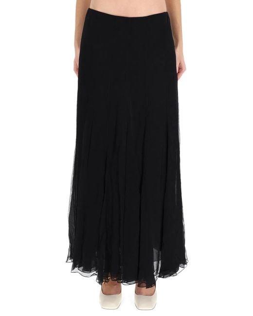 Chloé Black Silk Muslin Maxi Skirt