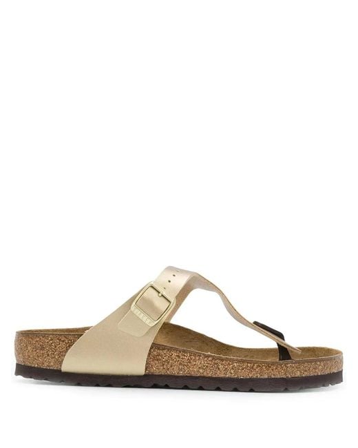Birkenstock White Gizeh Metallic Birko