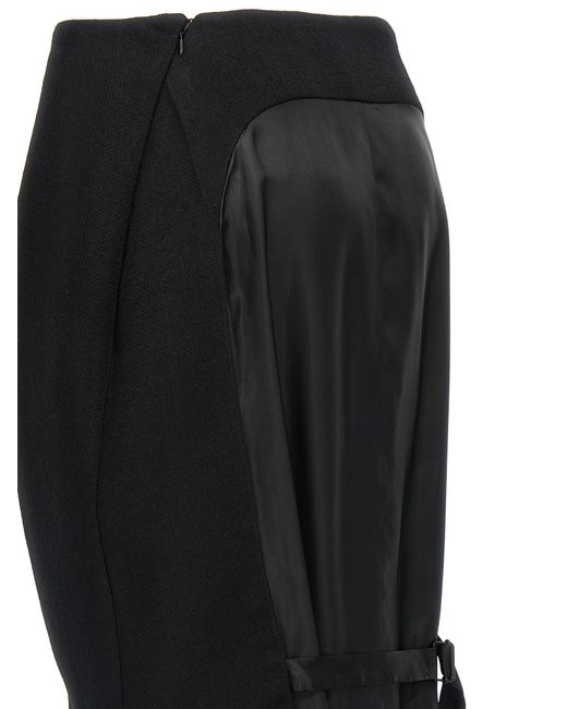 Prada Black Virgin Wool Midi Skirt